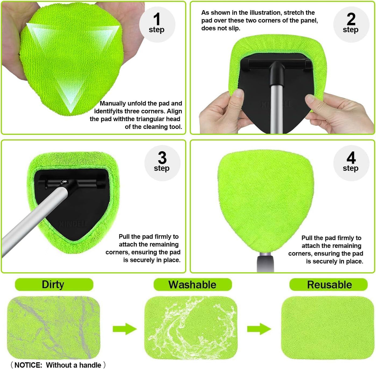 Washable Xindell Windshield Cleaner Replacement Pads