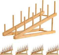 5-Pack Wooden Plate Stands for Displaying Plates, Books, and Art