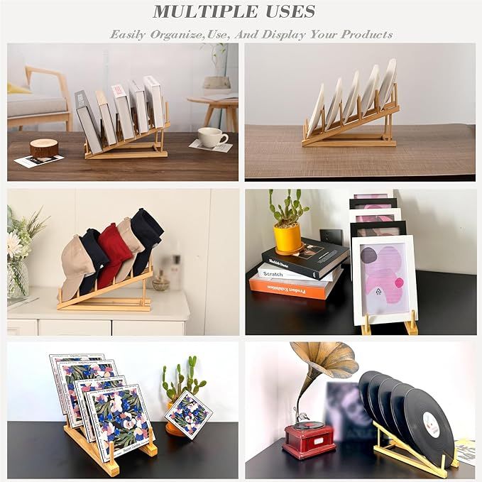 5-Pack Wooden Plate Stands for Displaying Plates, Books, and Art