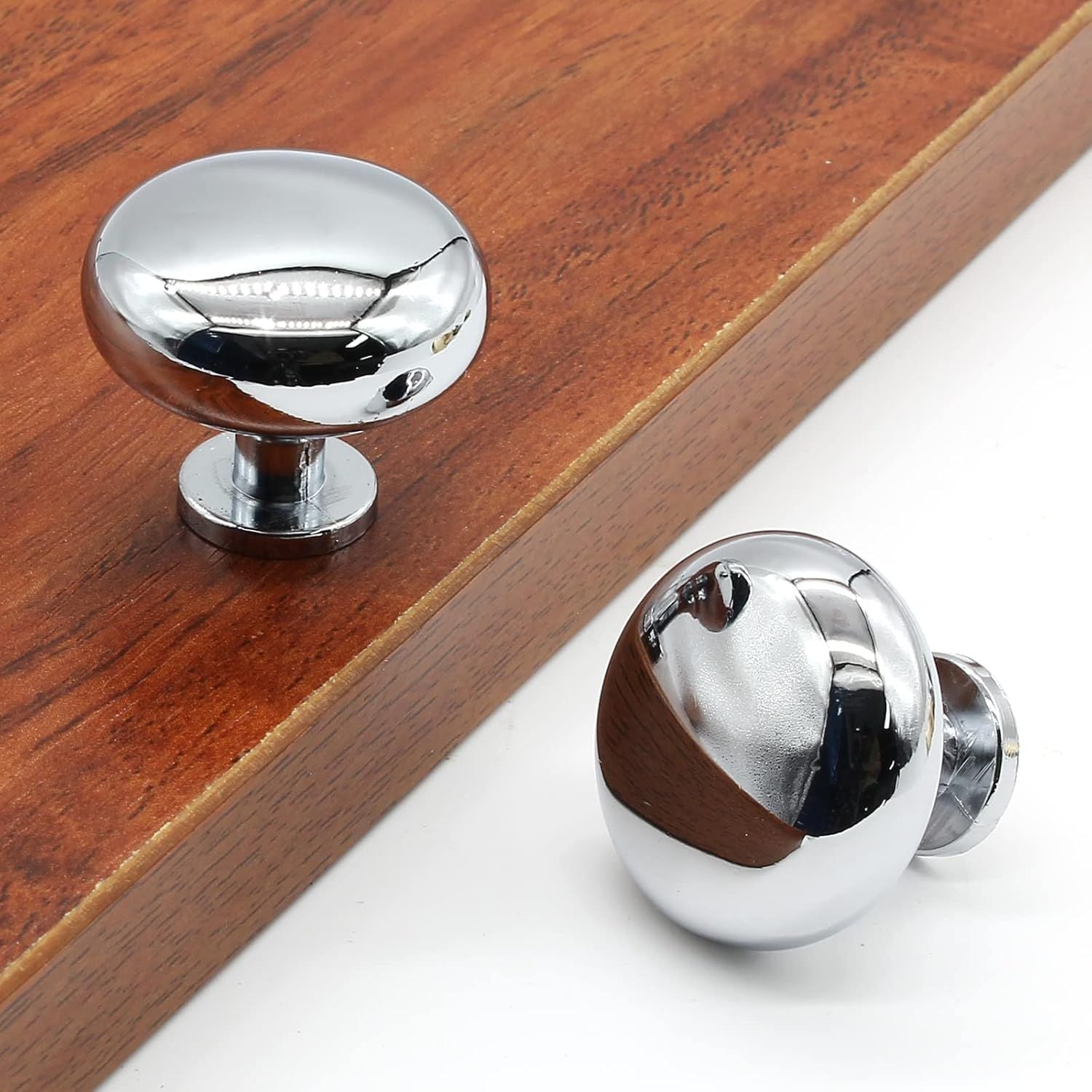 Polished Chrome Round Cabinet Knobs – 5 Pack for Kitchen & Bathroom