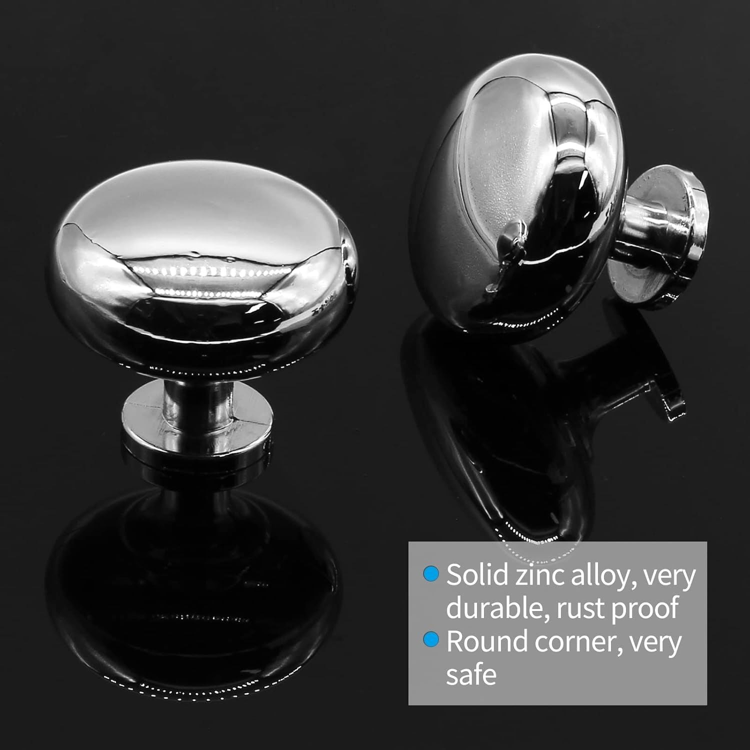 Polished Chrome Round Cabinet Knobs – 5 Pack for Kitchen & Bathroom