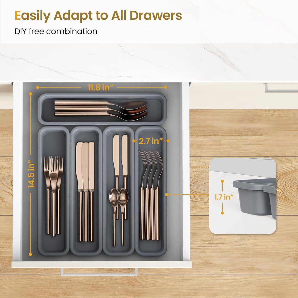 5-Pack Drawer Organizer for Kitchen – DIY Free Combination Silverware Tray