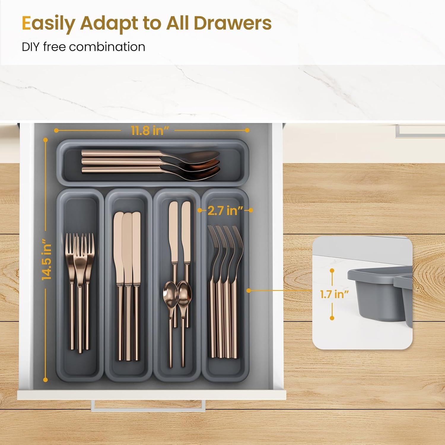5-Pack Drawer Organizer for Kitchen – DIY Free Combination Silverware Tray
