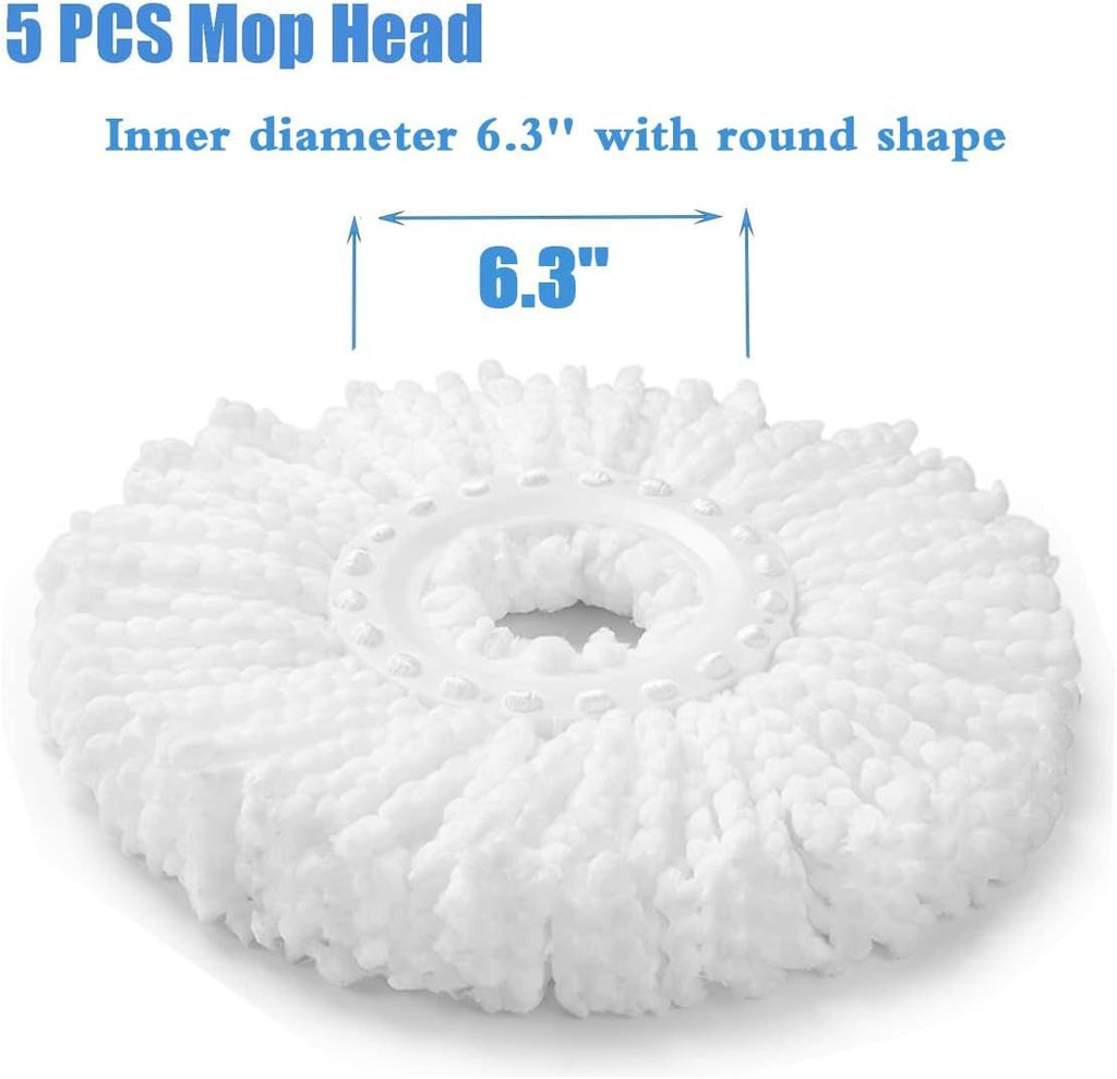 5-Pack Microfiber Replacement Mop Heads for 360 Spin Mops