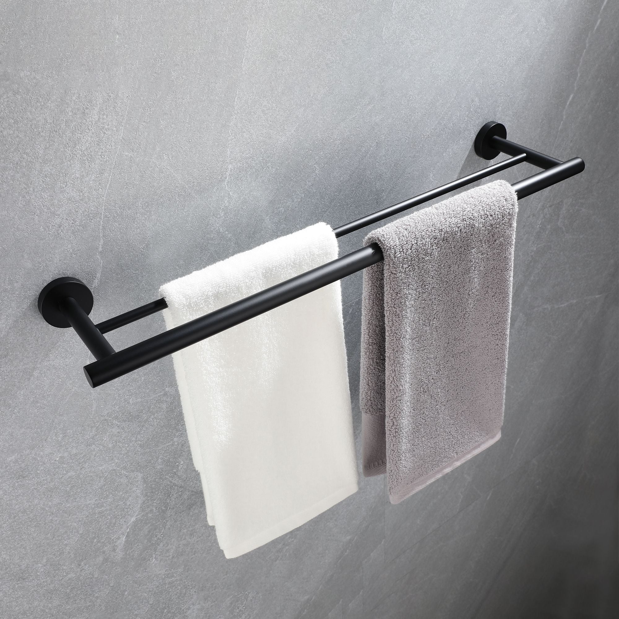 5 Piece Bathroom Towel Rack Set - Wall Mount Modern Stainless Steel