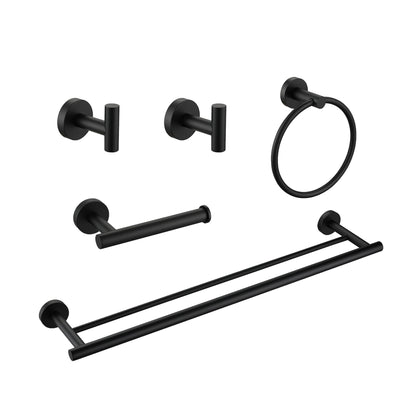 5 Piece Bathroom Towel Rack Set - Wall Mount Modern Stainless Steel