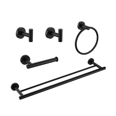 5 Piece Bathroom Towel Rack Set - Wall Mount Modern Stainless Steel