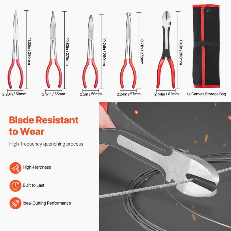 Five-Piece Specialty Pliers Set with Storage Bag