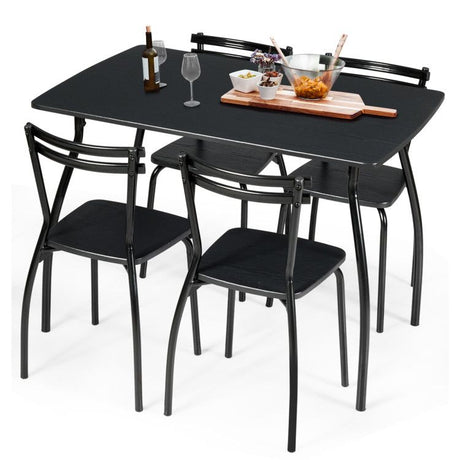 5-Piece Dining Table Set with Steel Frame for Lasting Durability