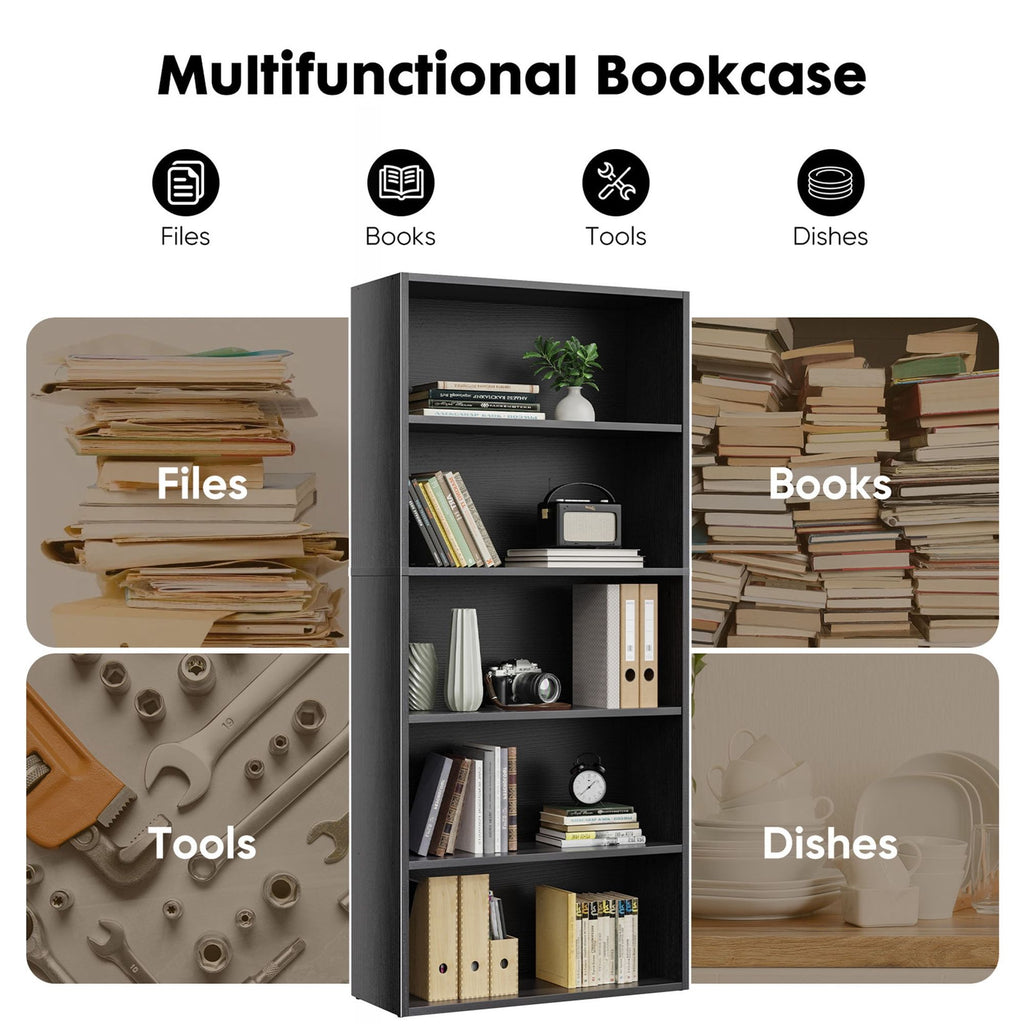 Industrial Open Bookcase with Adjustable Shelves