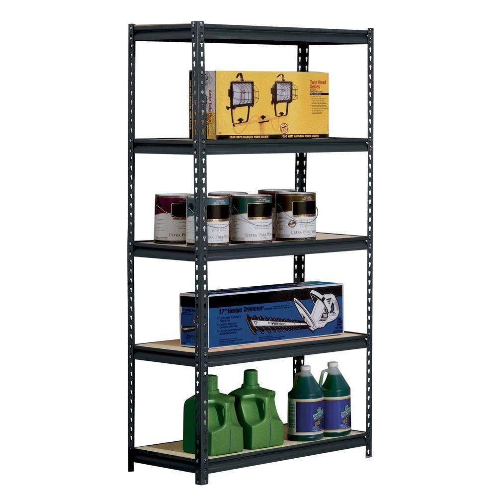 Black Five-Shelf Adjustable Storage Shelving Unit