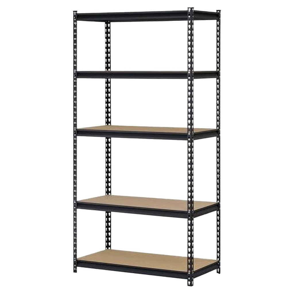Black Five-Shelf Adjustable Storage Shelving Unit