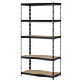 Black Five-Shelf Adjustable Storage Shelving Unit
