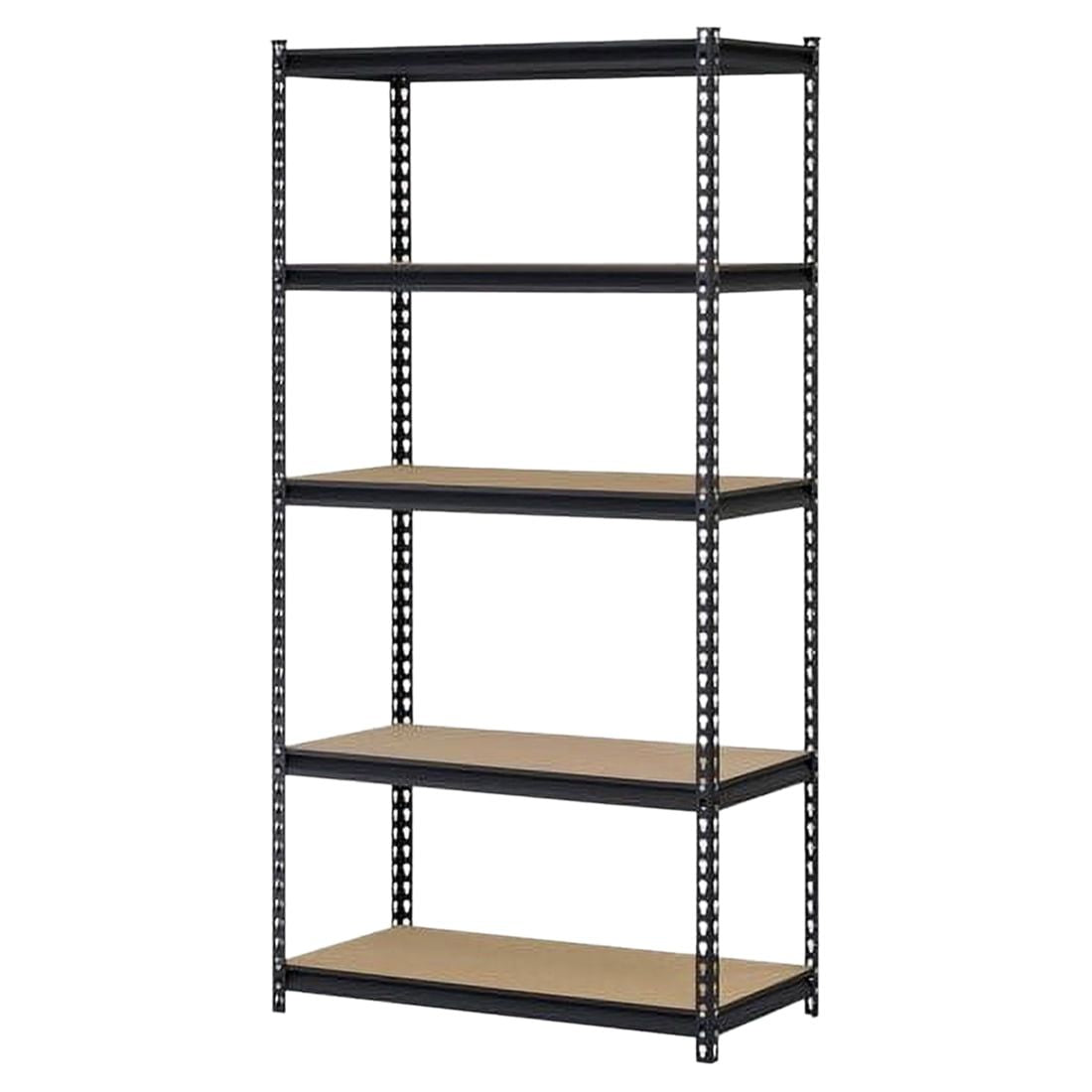 Black Five-Shelf Adjustable Storage Shelving Unit