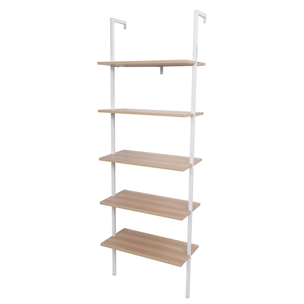 Industrial 5-Tier Ladder Bookcase – Modern Open Shelving