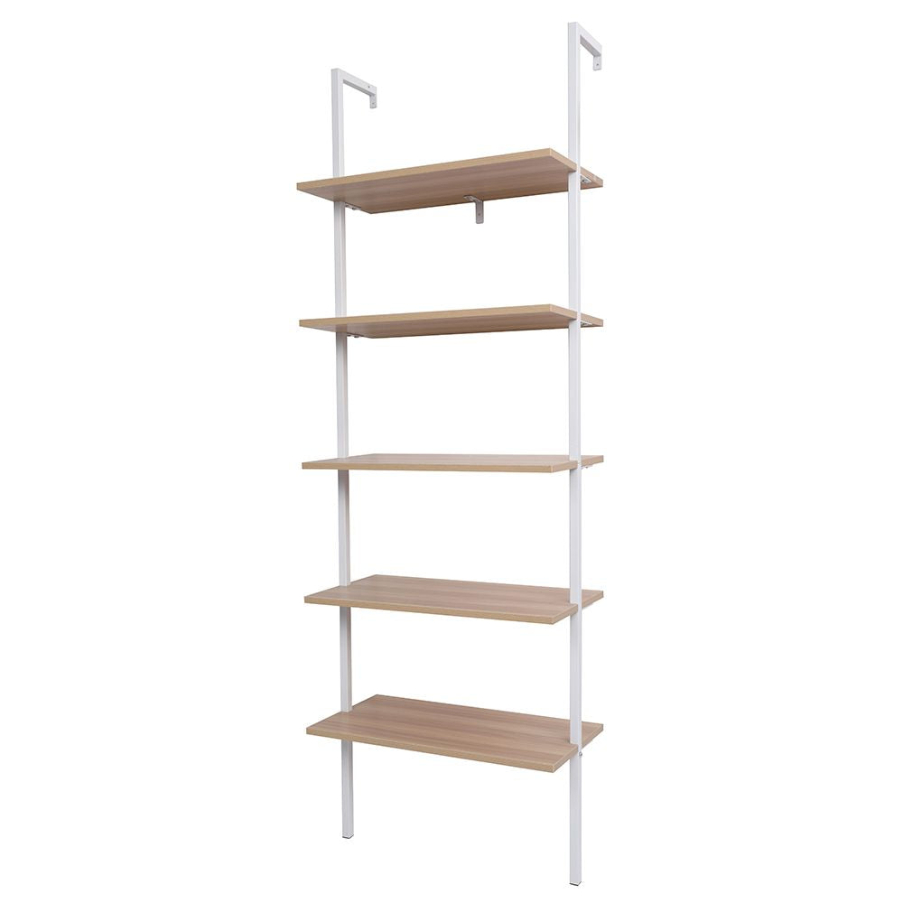 Industrial 5-Tier Ladder Bookcase – Modern Open Shelving