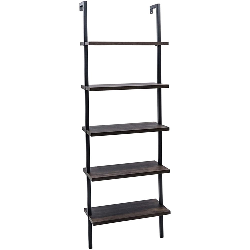 Industrial 5-Tier Ladder Bookcase – Modern Open Shelving