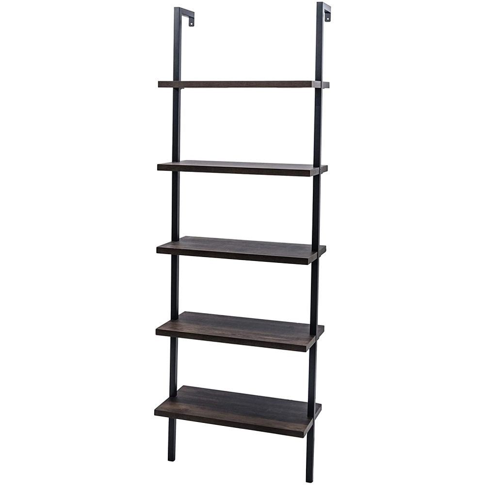 Industrial 5-Tier Ladder Bookcase – Modern Open Shelving