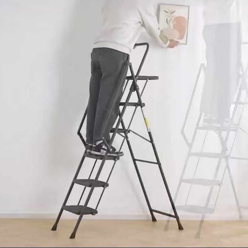 TidyCabinet 5-Step Folding Ladder with Detachable Tool Tray and Non-Slip Pedals