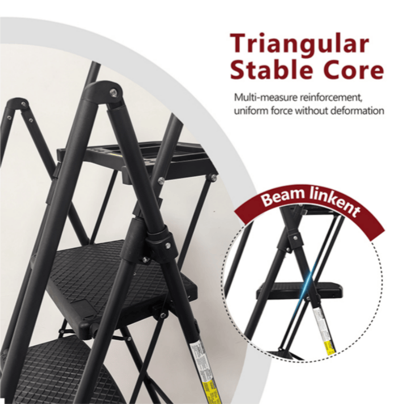 TidyCabinet 5-Step Folding Ladder with Detachable Tool Tray and Non-Slip Pedals