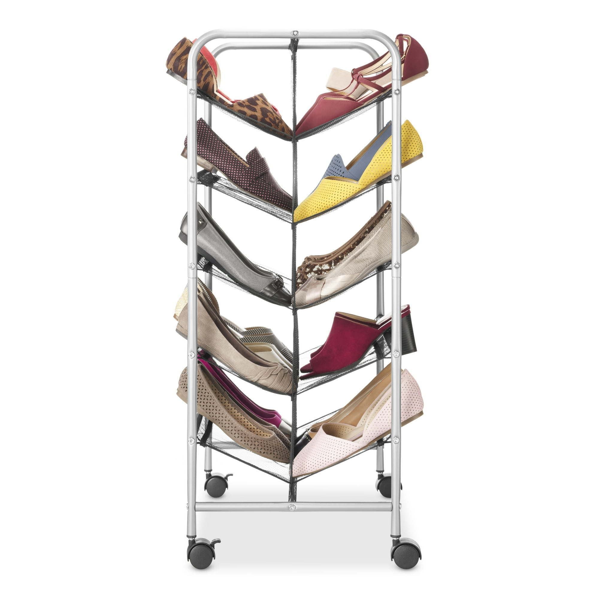 5-Tier Vertical Shoe Rack Organizer with Locking Wheels
