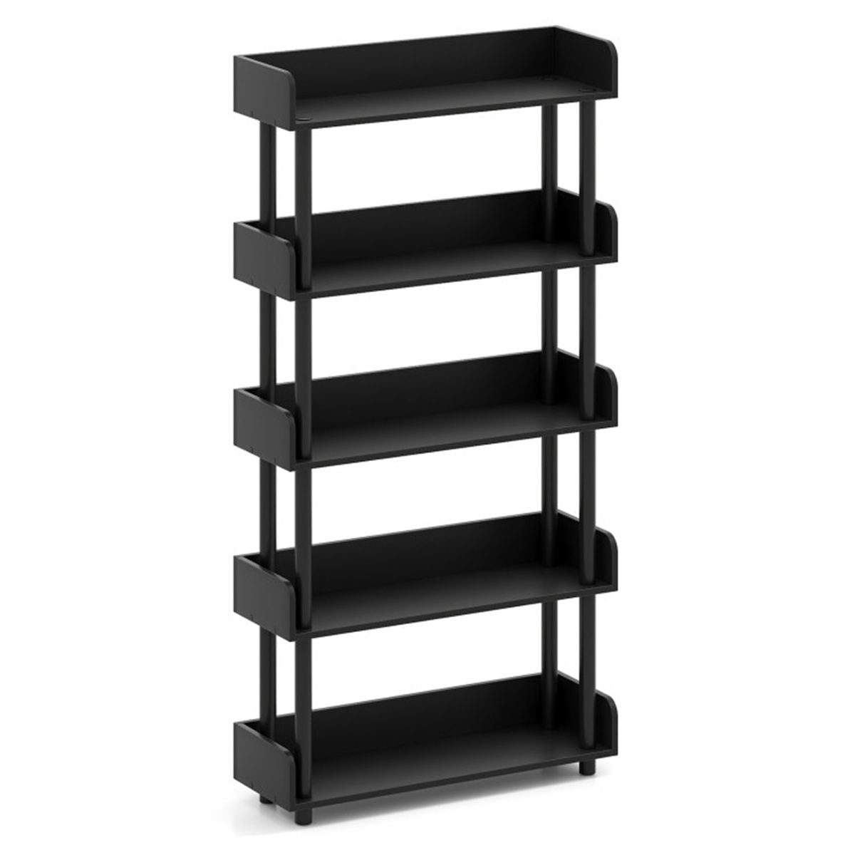 Industrial Open Bookcase with Guarded Shelves