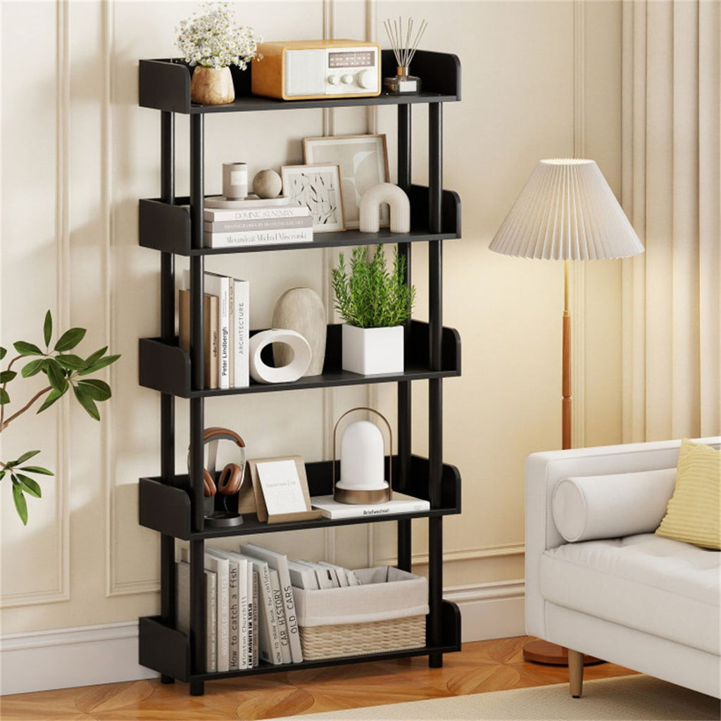 Industrial Open Bookcase with Guarded Shelves