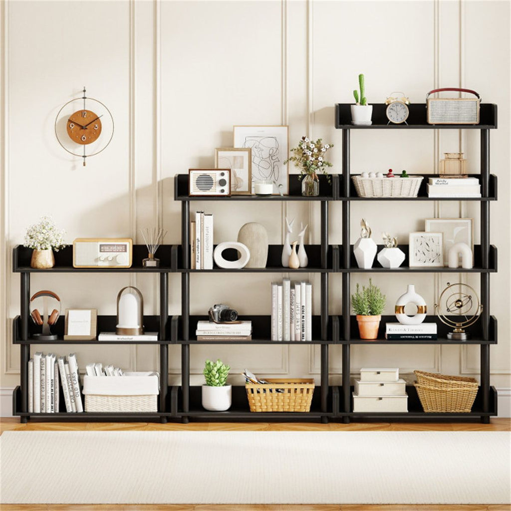 Industrial Open Bookcase with Guarded Shelves