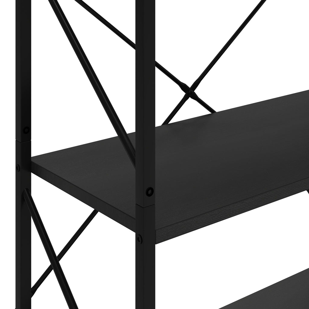 Five-Tier Black Bookcase for Books and Display