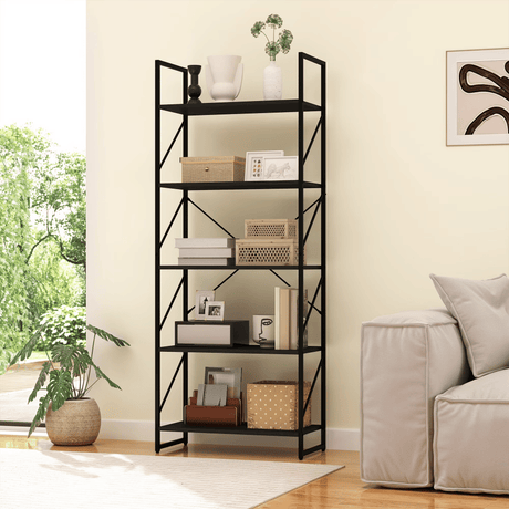 5 Tier Bookshelf, ClassicallyHomeOffice Bookcase ShelfStorageOrganizer, Book