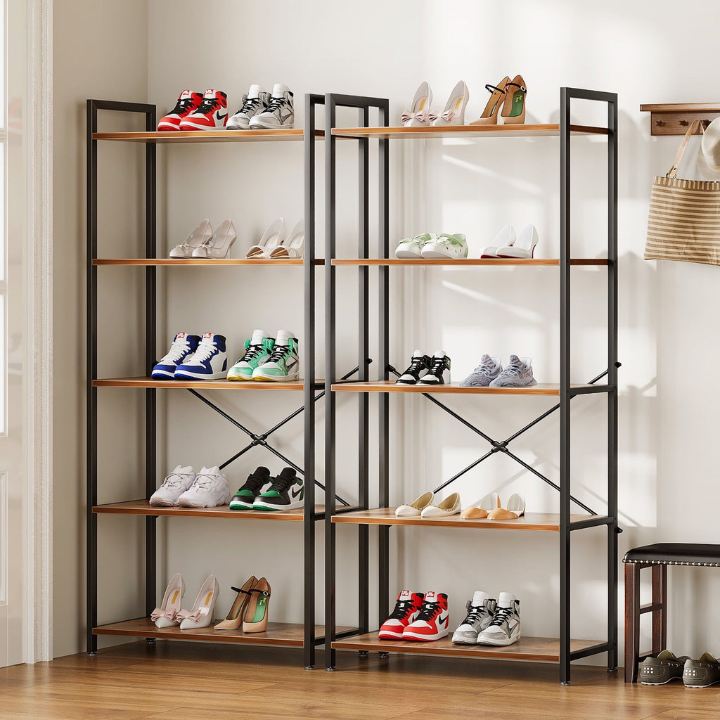5-Tier Vintage Bookshelf for Home Office and Living Room Storage