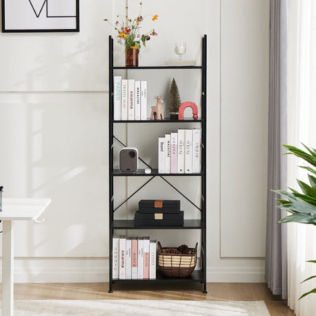 Five-Tier Industrial Bookcase With Open Shelving