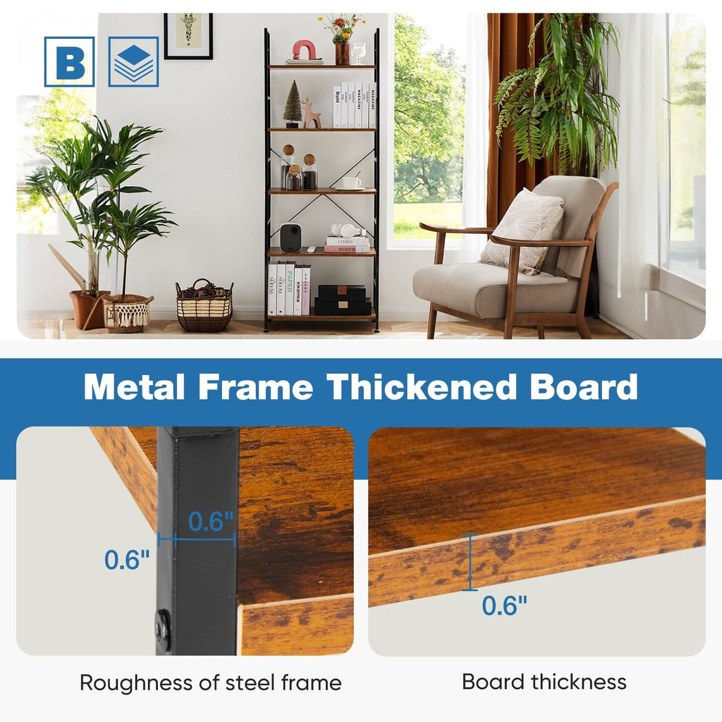 Sturdy and everyday 5-Tier Bookshelf for Home or Office