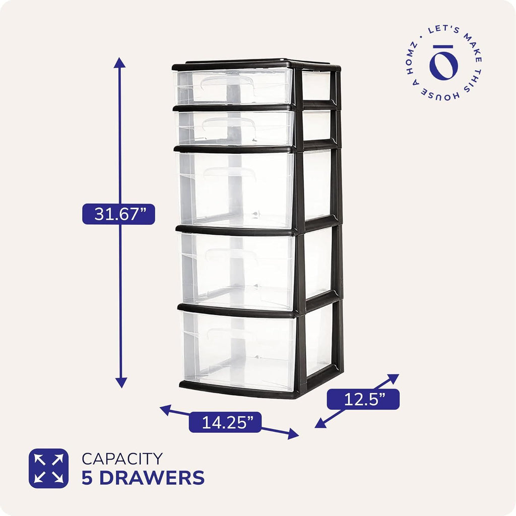5-Tier Clear Storage Organizer for Home Office & More