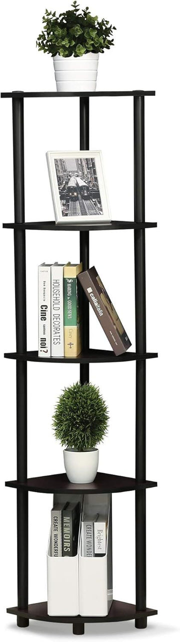 5-Tier Corner Bookshelf: Open Storage Shelves for Any Room