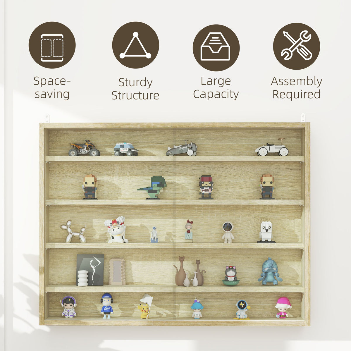 Five-Tier Wall-Mounted Collectibles Display Cabinet