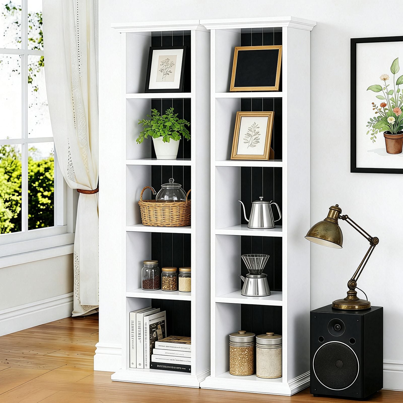 Two-Tone Ladder-Style Display Bookcase