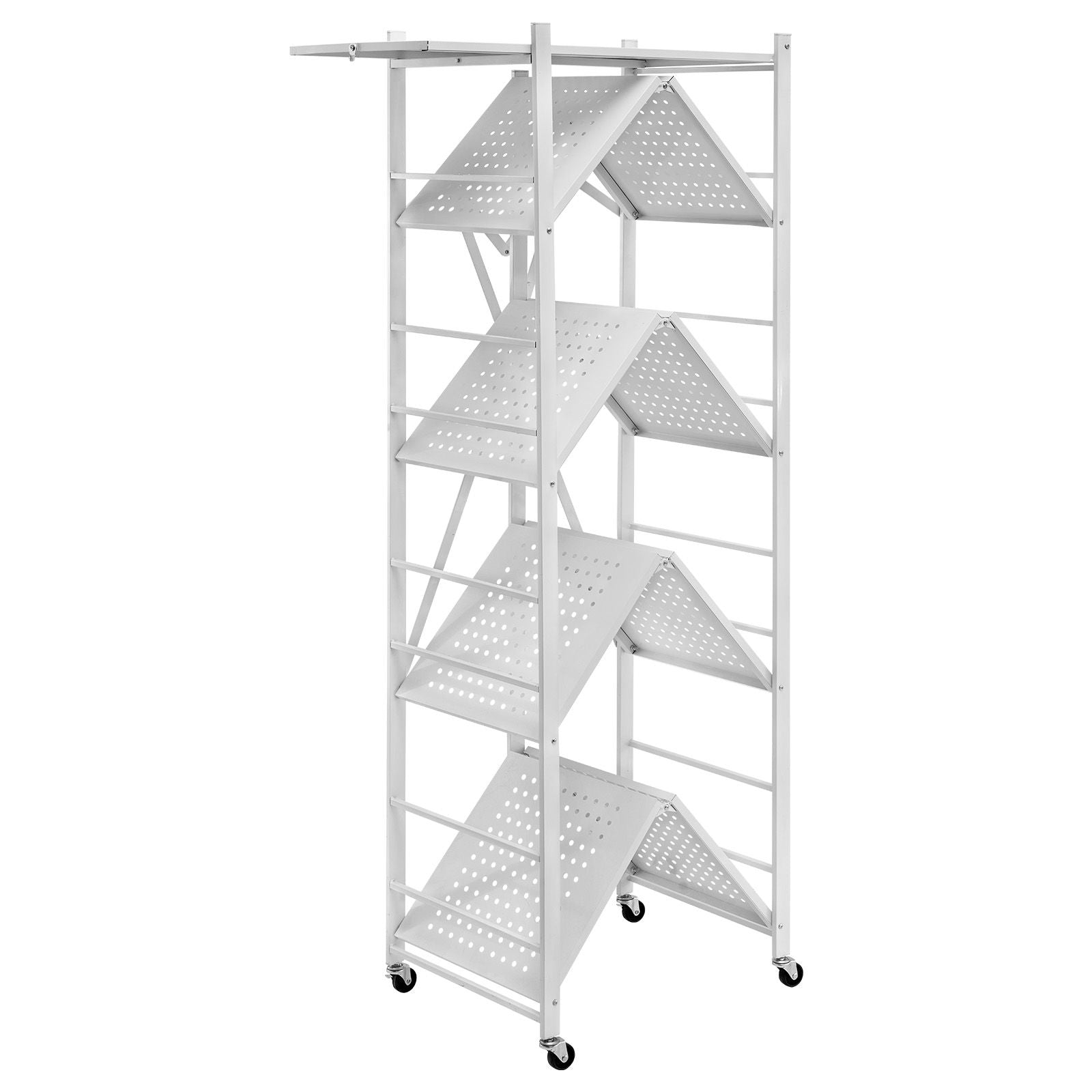 5-Tier Foldable Storage Shelf, 28 W x 15D x 64H Folding Metal Rack Shelving Unit, No Assembly O
