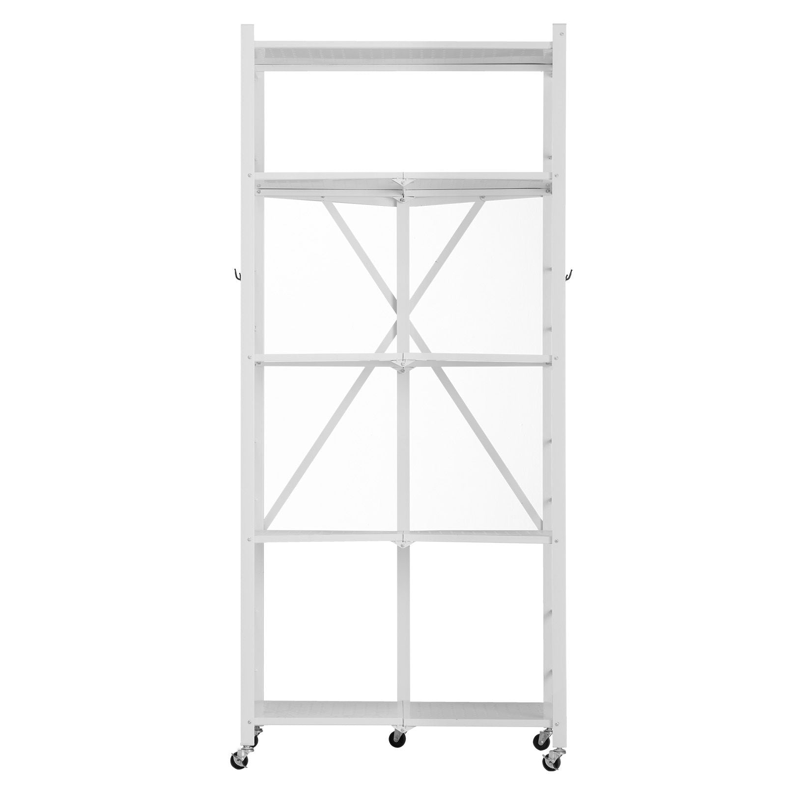 5-Tier Foldable Storage Shelf, 28 W x 15D x 64H Folding Metal Rack Shelving Unit, No Assembly O