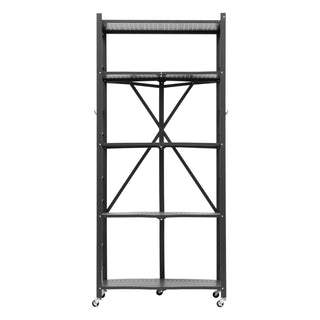Foldable Storage Shelf with Wheels and Hooks – Easy Setup, No Tools Needed