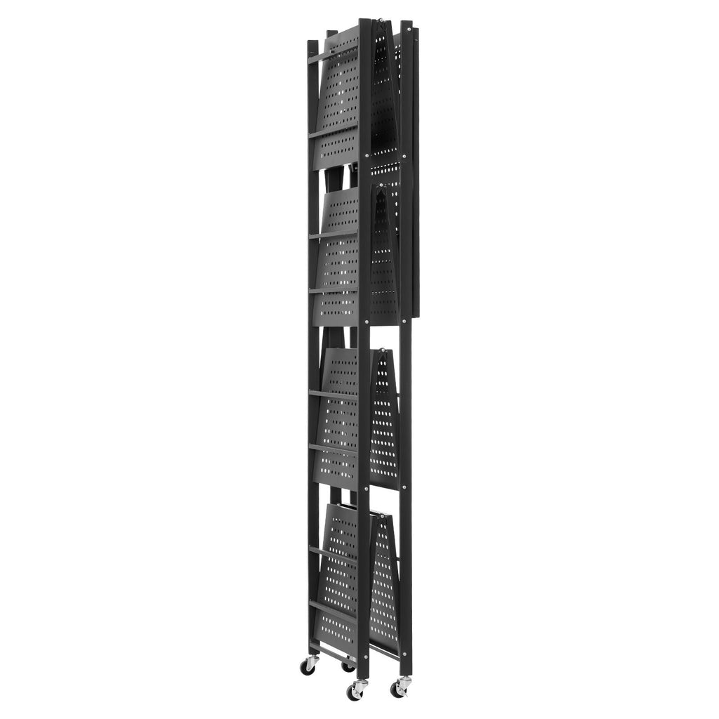 Foldable Storage Shelf with Wheels and Hooks – Easy Setup, No Tools Needed