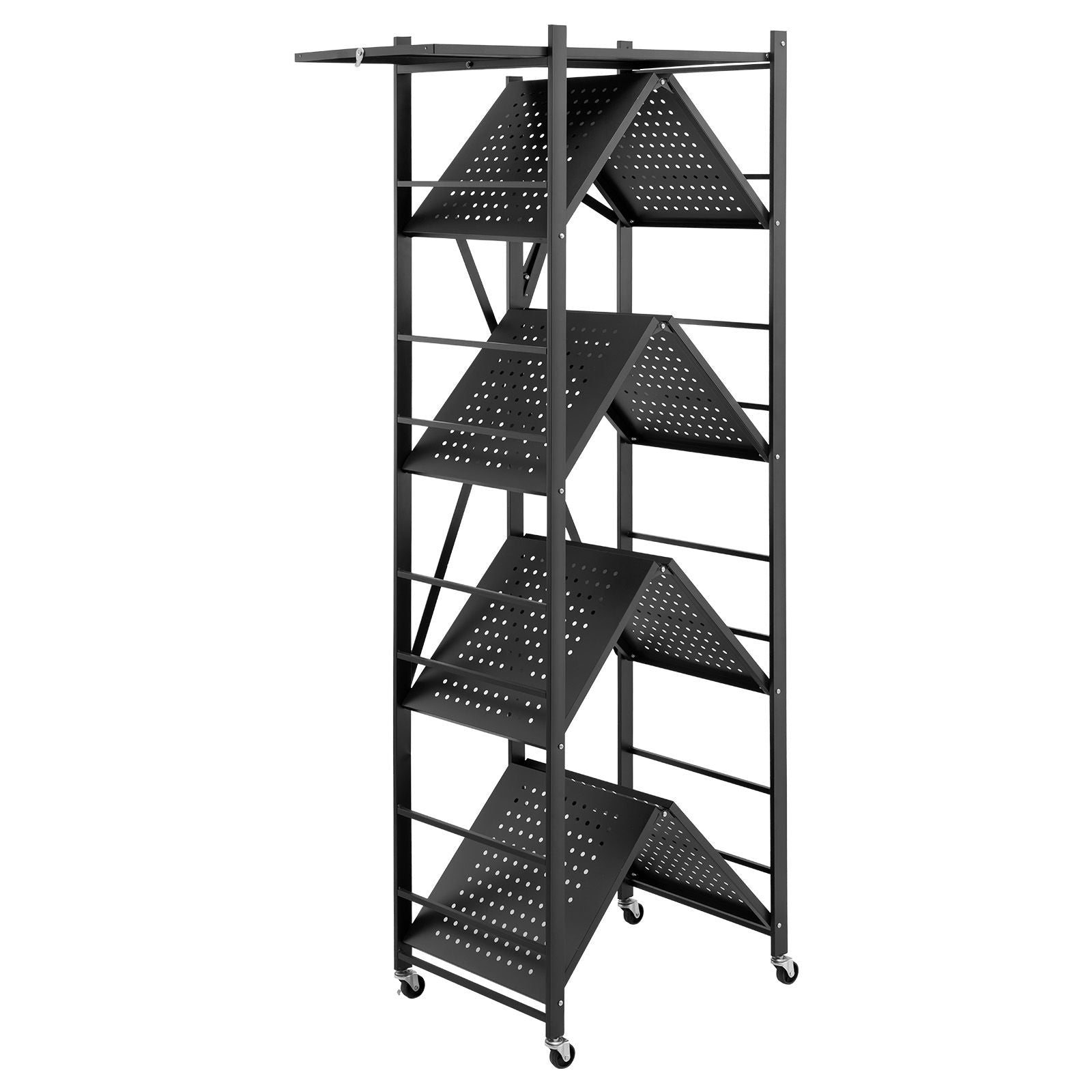 Foldable Storage Shelf with Wheels and Hooks – Easy Setup, No Tools Needed