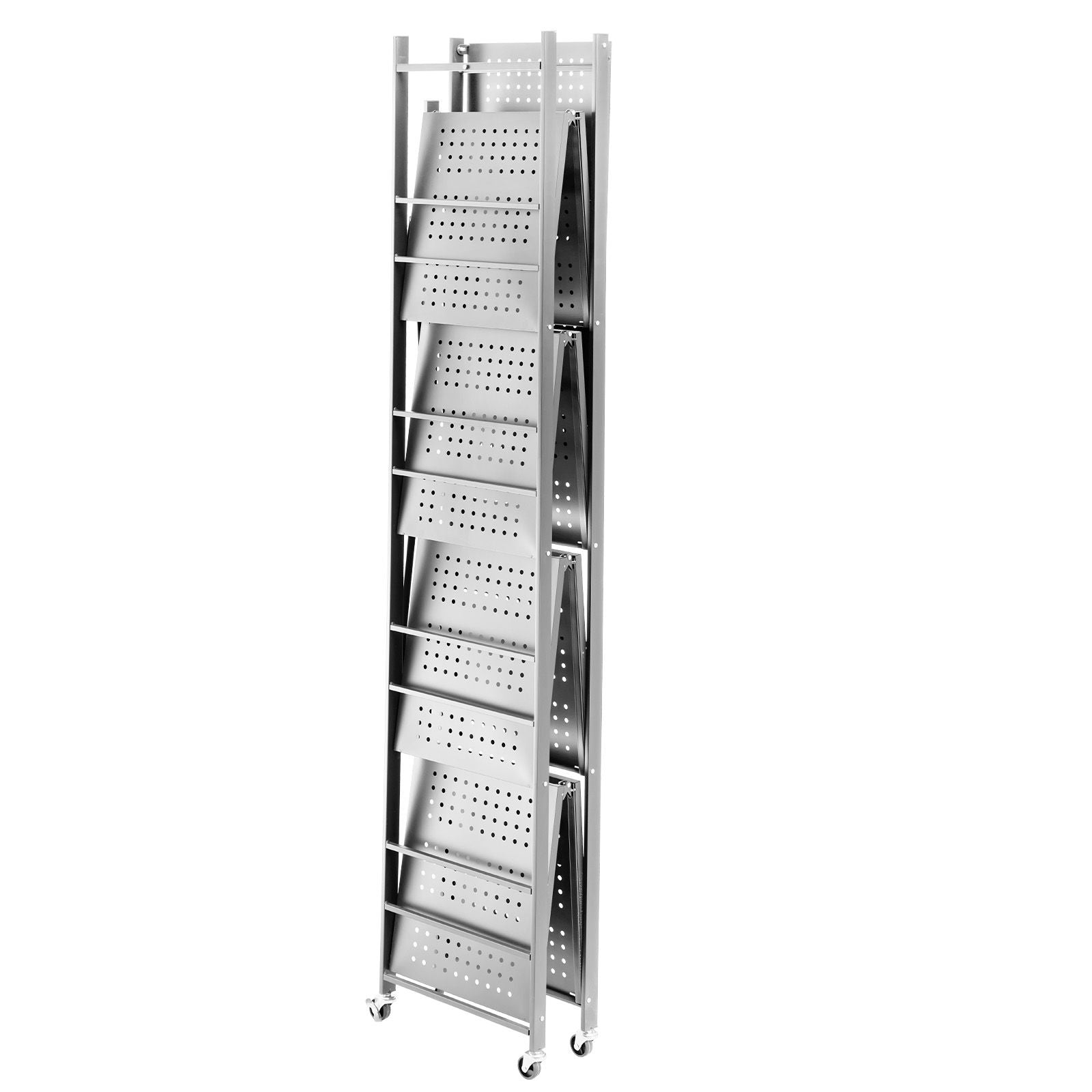 5-Tier Foldable Storage Shelf with Wheels and Hooks – No Assembly Required