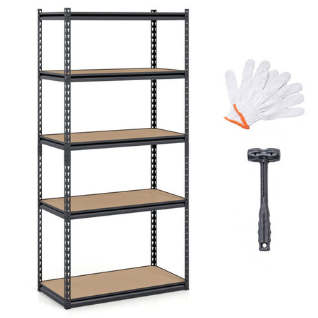 Flexible 5-Tier Black Garage Storage Shelving