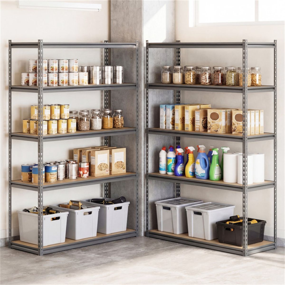 Flexible Five-Tier Storage for Busy Utility Areas