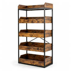 5-Tier Industrial Storage Rack with 4 Drawers, Metal & Engineered Wood Kitchen Pantry