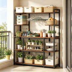 Industrial 5-Tier Baker's Rack with 11 Hooks