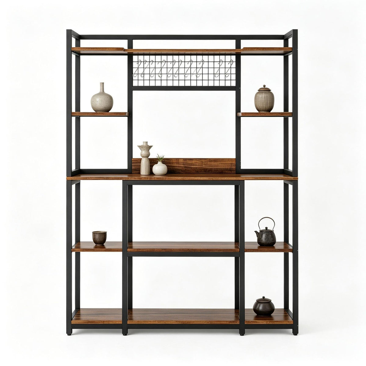 Industrial 5-Tier Baker's Rack with 11 Hooks