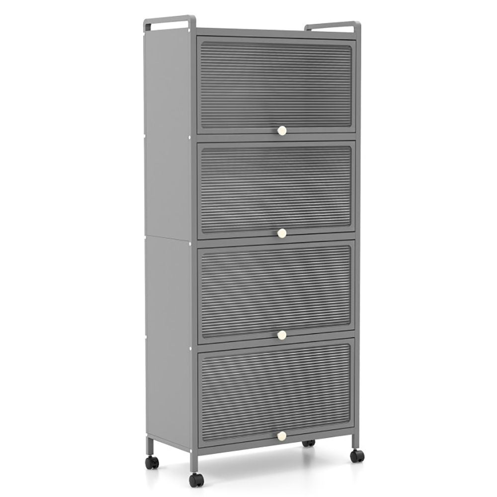 Five-Tier Kitchen Baker's Rack with Slide-Away Cabinet Doors