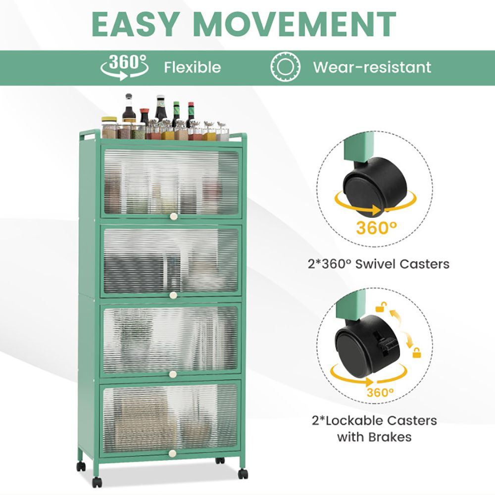 Five-Tier Kitchen Baker's Rack with Slide-Away Cabinet Doors